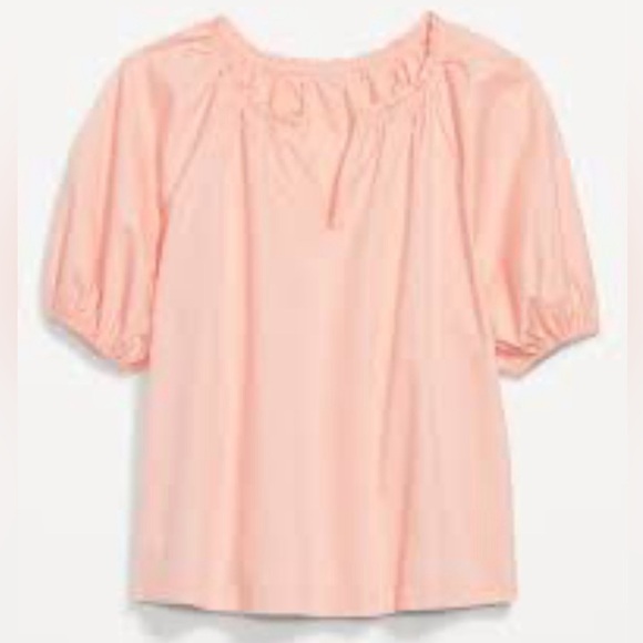 Old Navy Puff Sleeve Split Neck Swing Blouse Top Shirt. Women’s XS Bamboo Pink - Picture 2 of 8